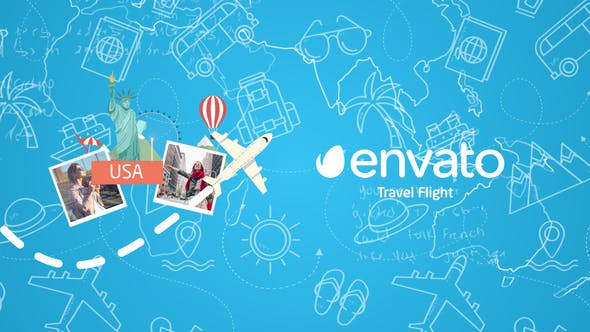 AE模板-环球旅行旅游片头 Travel Flight Logo-精品资源站