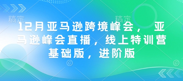 12月亚马逊跨境峰会， 亚马逊峰会直播，线上特训营基础版，进阶版-精品资源站