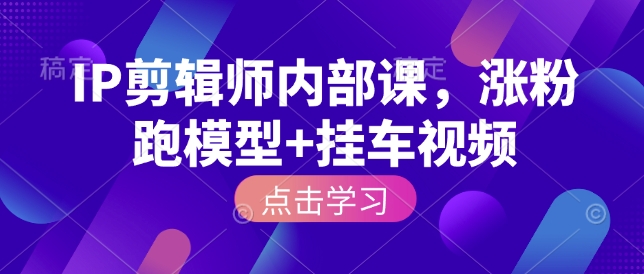 IP剪辑师内部课，涨粉跑模型+挂车视频-精品资源站