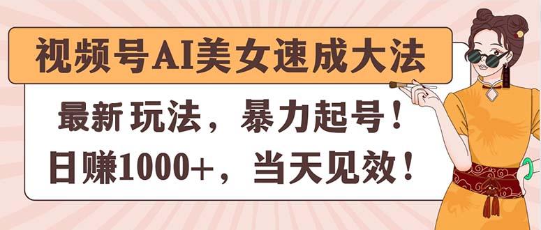 视频号AI美女速成大法，暴力起号，日赚1000+，当天见效-精品资源站