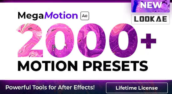 AE脚本-2000种图层弹跳摆动缓入缓出动画预设 MegaMotion-精品资源站