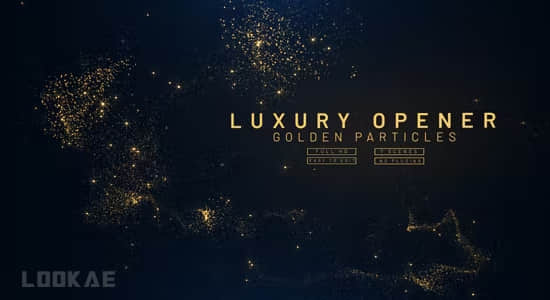 大气金色粒子背景颁奖典礼文字标题开场片头动画AE模板 Luxury Awards Titles-精品资源站