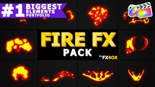 FCPX插件-10种手绘卡通火焰燃烧MG动画元素 Doodle Fire FX Elements+音效-精品资源站