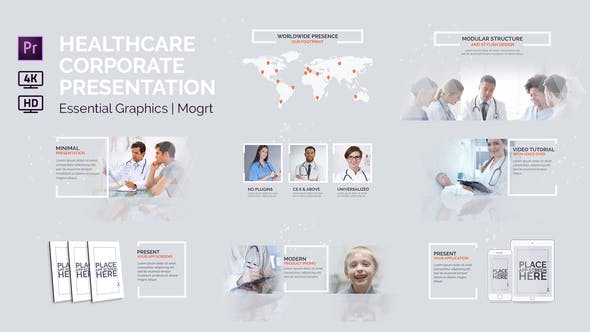 Premiere模板-现代医疗保健美容公司企业图文展示介绍栏目包装 Healthcare Corporate Presentation-精品资源站
