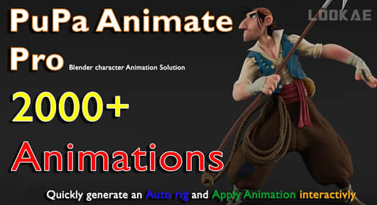 三维模型绑定动画预设库Blender插件 Pupa Animate Pro V1.4.2-精品资源站