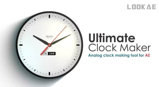 AE模板-简洁精美时钟表指针展示动画 Ultimate Clock Maker-精品资源站