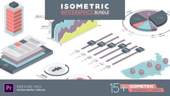 PR预设：等距视图信息数据报表动画包 Isometric Infographics Bundle-精品资源站