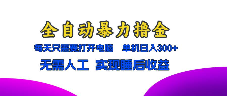 （13186期）全自动暴力撸金，只需要打开电脑，单机日入300+无需人工，实现睡后收益-精品资源站