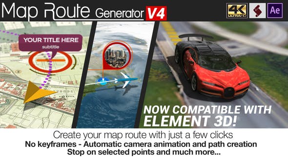 AE模板/脚本-世界地图坐标定点导航线路生成器 Map Route Generator V4-精品资源站