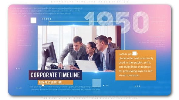AE模板-时尚漂亮公司企业团队时间轴发展历程图文介绍展示 Corporate Timeline Presentation-精品资源站