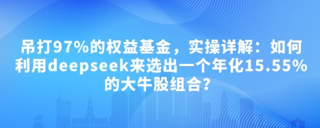 付费文章：吊打97%的权益基金，实操详解：如何利用deepseek来选出一个年化15.55%的大牛股组合?-精品资源站
