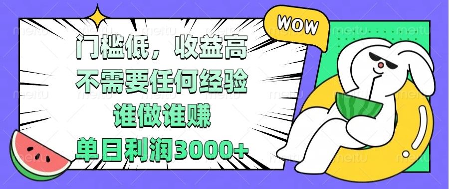 （13651期） 门槛低，收益高，不需要任何经验，谁做谁赚，单日利润3000+-精品资源站