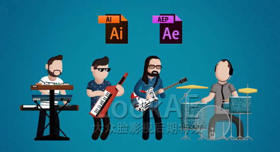 AE教程：摇滚乐队MG卡通人物角色动画制作 Skillshare Rock Out with Character-精品资源站