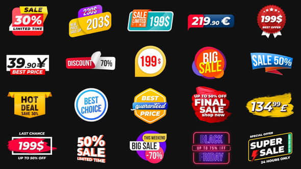 AE模板-商店淘宝商城降价促销标签动画 Animated Labels Prices-精品资源站