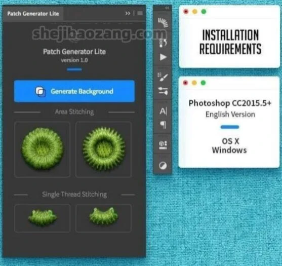 PS插件中文汉化 | 绒线针织品刺绣Patch Generator Lite插件