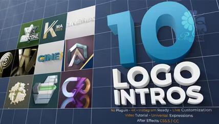 AE模板 10组简洁三维立体LOGO标志影视片头 Cinematic 3D Logo Intros Pack