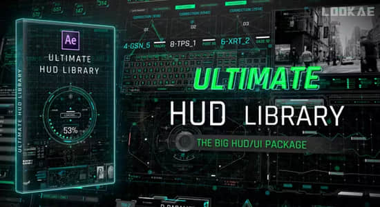 AE模板-未来图形元素HUD地图加载UI界面显示动画 Ultimate HUD Library-精品资源站