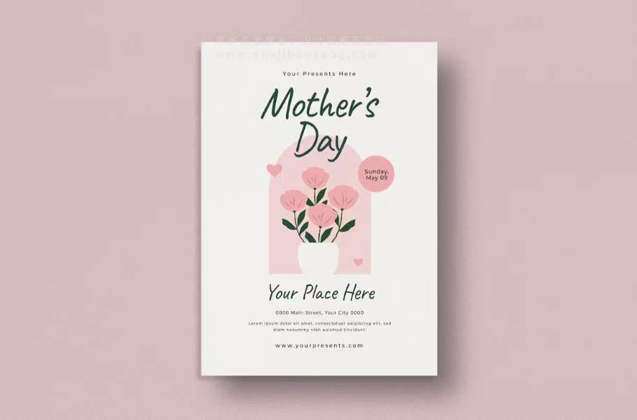 母亲节海报PS模版Mother's Day Flyer-精品资源站