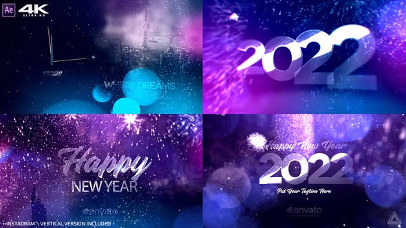 AE模板-绚丽光斑粒子礼花图文介绍2022新年倒计时开场片头 New Year Countdown-精品资源站