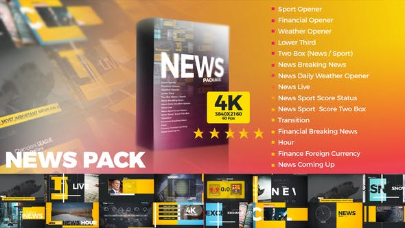 AE模板-现代时尚广播电视新闻栏目包装片头 News Pack-精品资源站