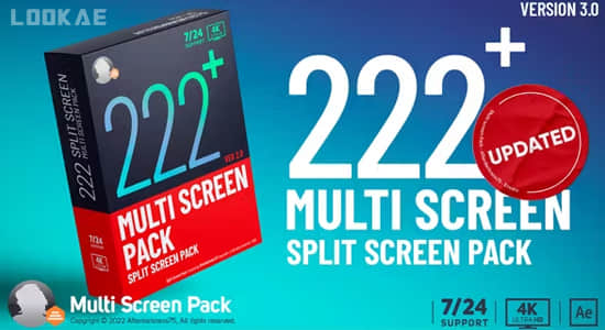 AE模板-222个多画面视频分屏网格组合动画预设 Multi Screen Pack V3-精品资源站