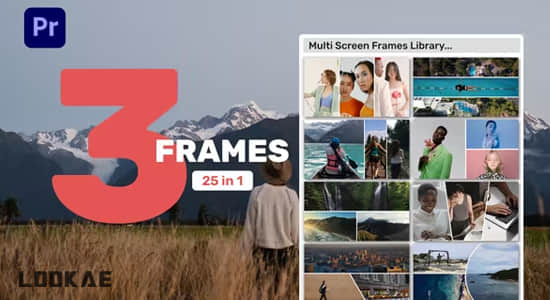 PR模板-画面组合动态视频3分屏展示动画预设 Multi Screen Frames Library-精品资源站