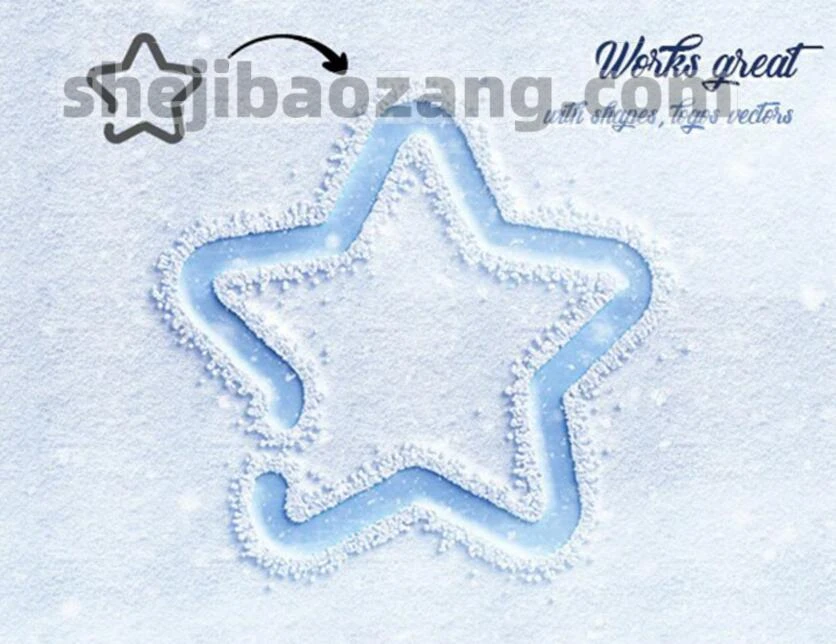 PS动作特效-冰雪手写字体文字特效笔刷PSD智能样机模板