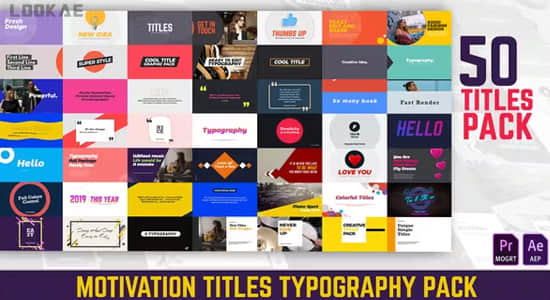 AE/PR模板-50种创意动态文字标题图形排版设计动画 Motivation Titles Typography Pack-精品资源站