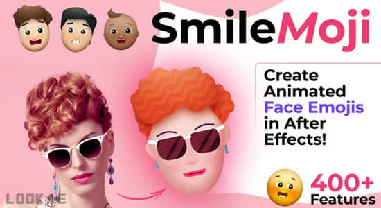 AE模板-MG卡通人物头像面部动作表情说话口型动画预设 SmileMoji-精品资源站