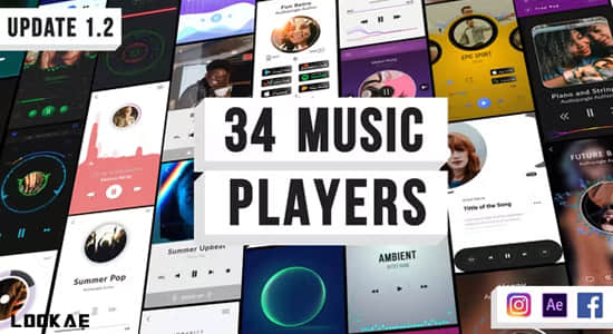 AE模板-34组音乐播放器频谱可视化图形动画 Music Visualization Players-精品资源站