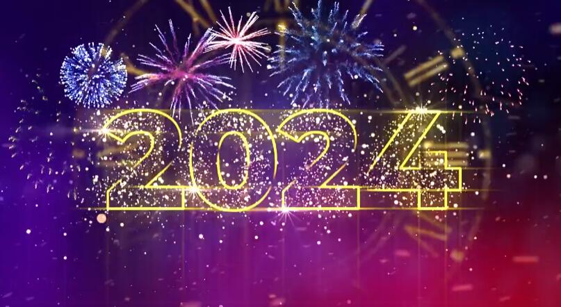 AE模板 2024新年快乐时钟数字60秒倒计时动画开场片头 New Year Countdown