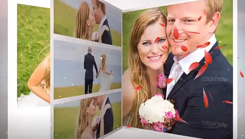 AE模板 浪漫爱情婚礼电子相册婚纱照片展示动画 Wedding