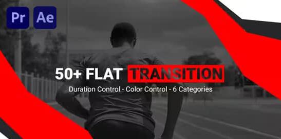 AE/PR模板 50种简单扁平化二维MG图形转场过渡预设 Flat Transition