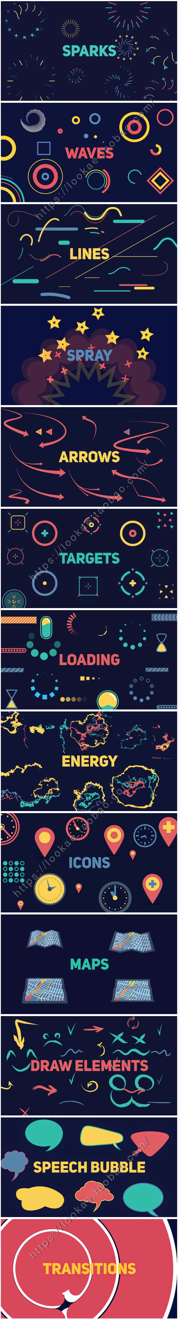 AE模板：540个MG基本图形元素小动画