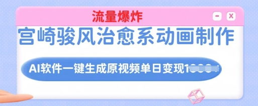 宫崎骏风治愈系动画制作，AI软件一键生成原创视频流量爆炸，单日变现多张，详细实操流程-精品资源站