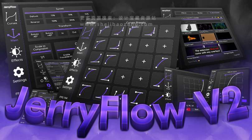 AE关键帧曲线缓入缓出动画调整预设脚本:JerryFlow V2 v2.0.1+使用教程