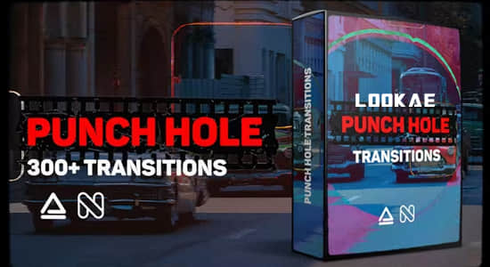 AE脚本-300个复古电影胶片灼烧划痕污渍视频无缝转场预设 Punch Hole Transitions-精品资源站