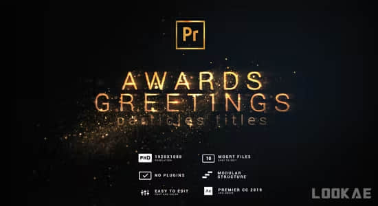 PR模板-金色粒子文字标题颁奖典礼开场片头 Particles Titles-精品资源站
