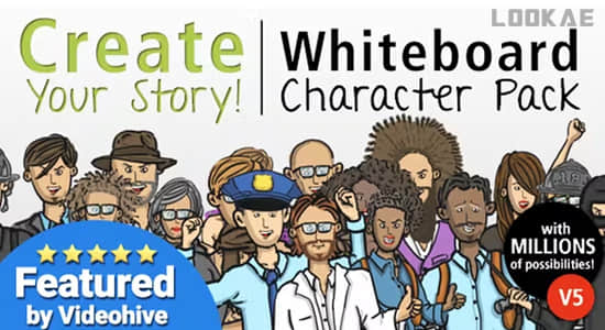 AE模板-专业手绘插图故事白板人物角色包Create Your Story Whiteboard Character Pack-精品资源站