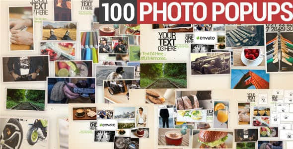 AE模板 – 100张图片照片展示相册片头 100 Photo Popups-精品资源站