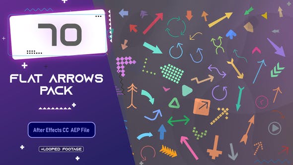 AE模板-70个二维扁平化箭头标注图形动画 Flat Arrows Pack-精品资源站