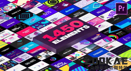 Premiere预设-1450种时尚排版包装LOGO标题字幕条转场背景图形元素动画Graphics Pack TOKO V3-精品资源站