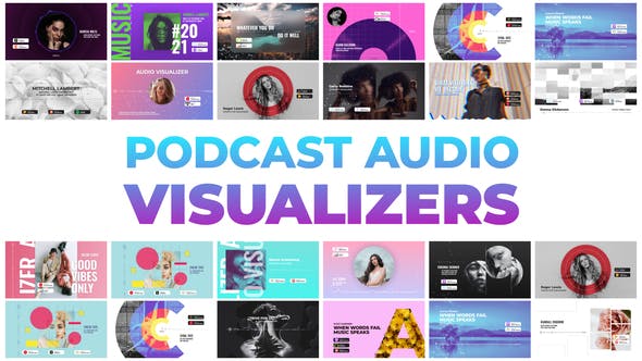 AE模板-20种音频可视化图形包装宣传动画 Podcast Audio Visualizers-精品资源站