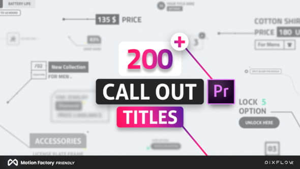 PR脚本-200种科技感线条呼出文字标题介绍动画预设 Line Call Out Titles for Premiere Pro-精品资源站