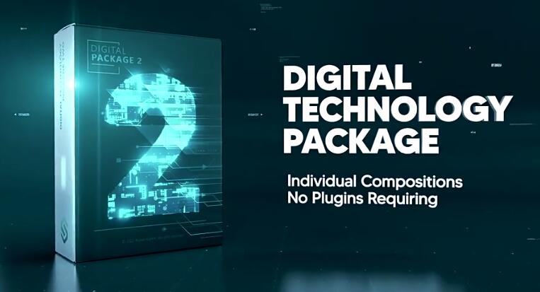 AE模板 未来科技感数字信息技术创意展示动画 Digital Technology Package 2