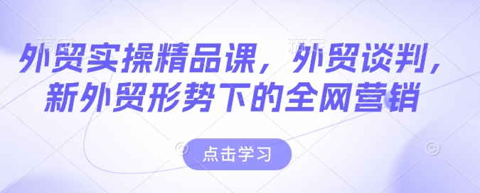 外贸实操精品课，外贸谈判，新外贸形势下的全网营销-精品资源站