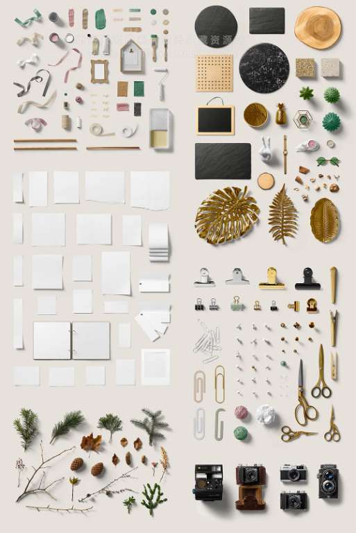 PS样机 26种自然光线阴影背景纹理叠加情绪板场景模型PS样机 Moodboard Mockups – Scene Creator
