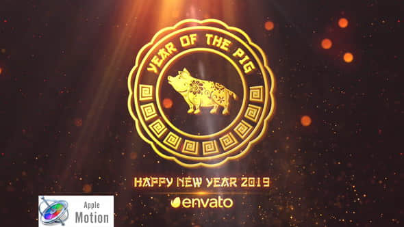 Apple Motion模板：2019新春猪年LOGO片头 Chinese New Year 2019-精品资源站