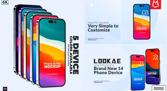 AE模板-三维手机界面APP应用展示介绍动画 Phone 14 Pro Device Mockup-精品资源站
