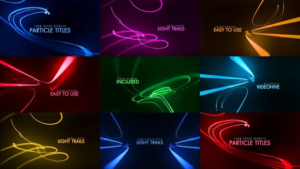 AE模板-漂亮粒子光线拖尾文字标题动画 Particle Titles | Light Trails for After Effects-精品资源站